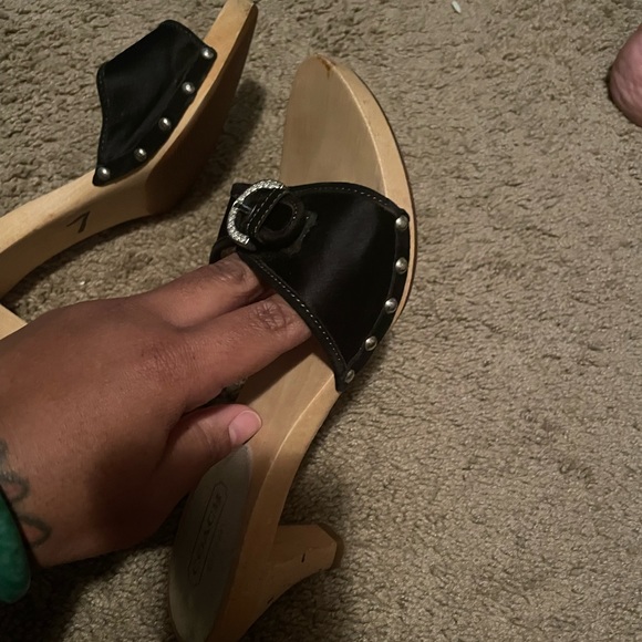 Coach black wooden clogs. Great to walk in minor - Picture 1 of 5